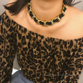Yiwu simples personalidade corrente colar de veludo retro colar trançado de ouro robusto colar gargantilha feminina